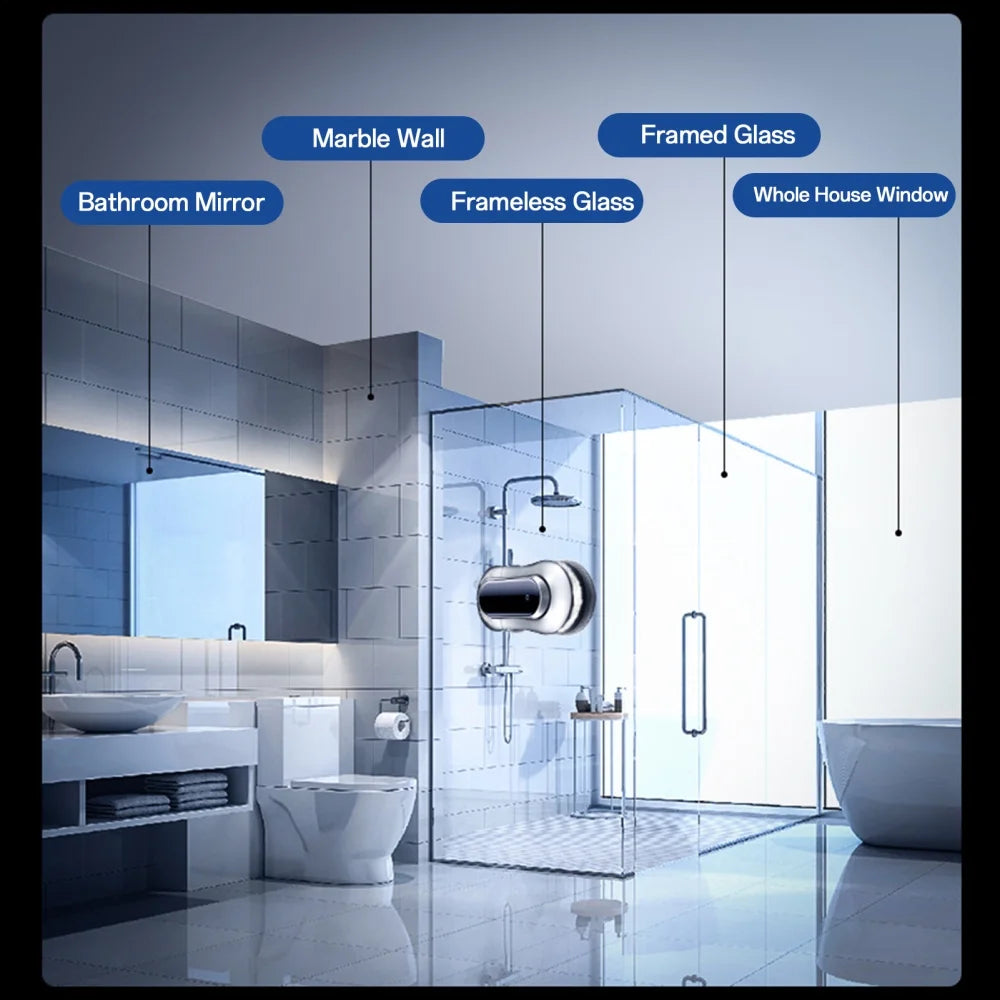 Window Robot Cleaner Four-Way Robotic Auto-Spray Window Cleaner Ultrasonic Water Spray Wall Cleaner Robot Window Cleaning Machine for Tiles Glass Door Supple