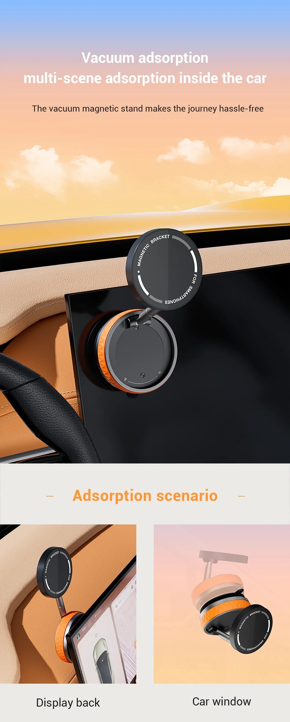 Magnetic Phone Holder, Upgraded Aluminum Alloy, 360 ° Rotatable and Foldable Design, with Vacuum Suction Cup - Perfect for Car Dashboard, Bathroom Tiles, and Glass Surfaces