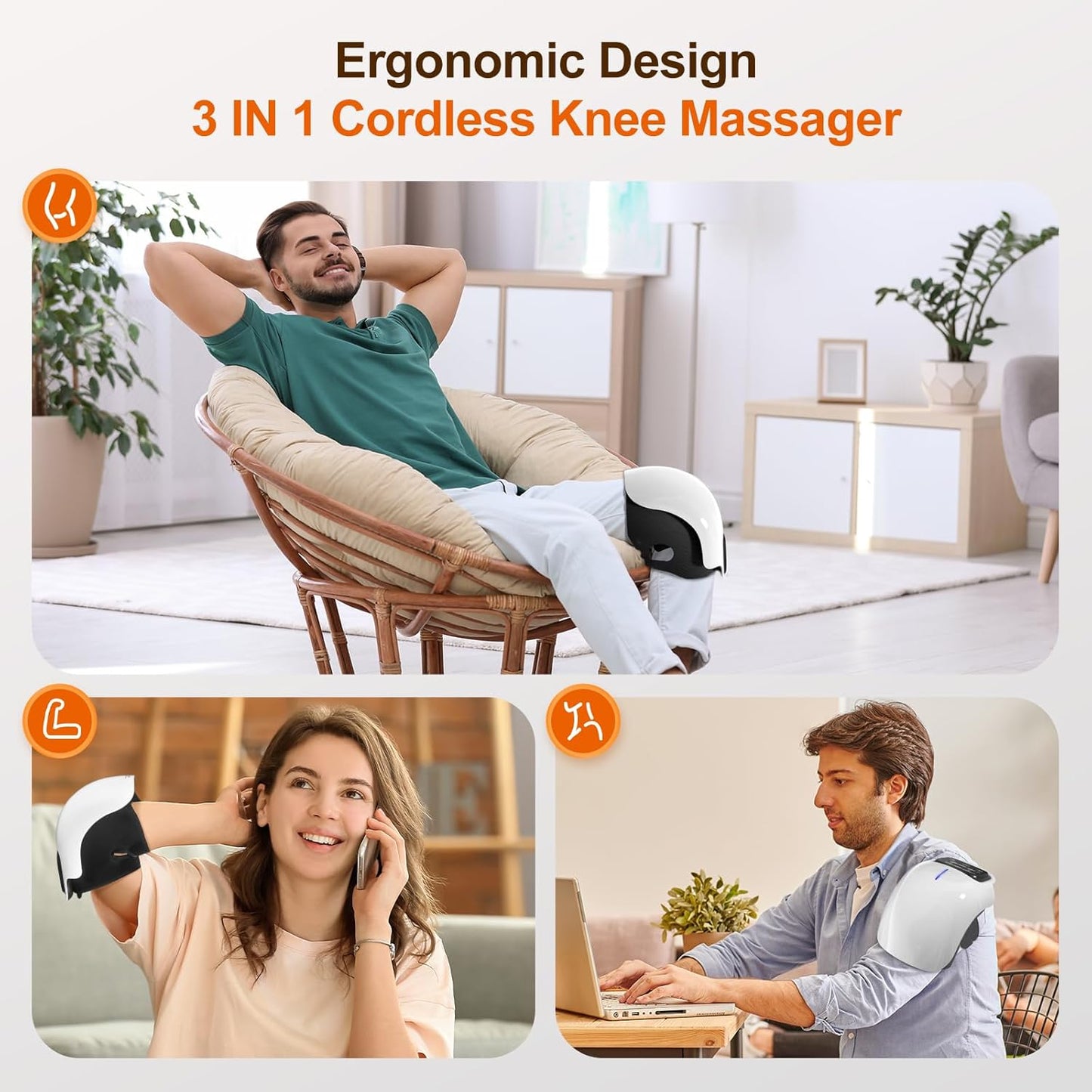 Cordless Knee Massager with LED Screen Infrared Heat and Vibration Knee Pain Relief