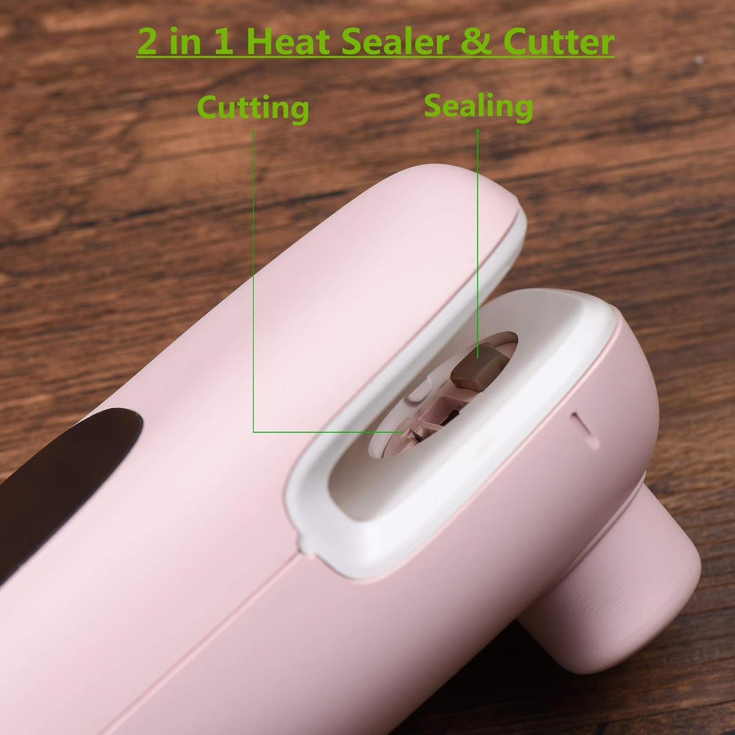 USB Charging Mini Handheld Bag Sealer Heat Seal Small Hot Food Bag Sealer Machine,2 in 1 Heat Sealer and Cutter for Plastic Bags Mylar Bags Food Storage Snack Fresh Bag (Pink)