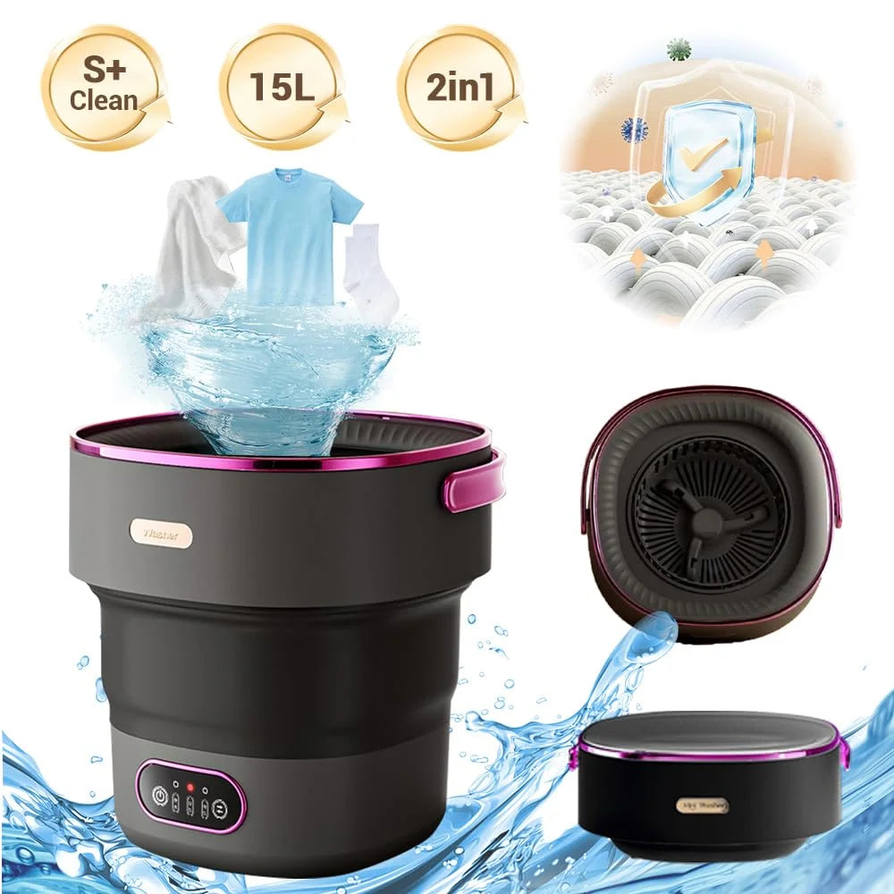 Portable Washing Machine, Mini Washer,15L Upgraded Large Capacity Foldable Washer.Deep Cleaning of Underwear, Baby Clothes and Other Small Clothes.Suitable for Apartments, Dormitories, Hotels