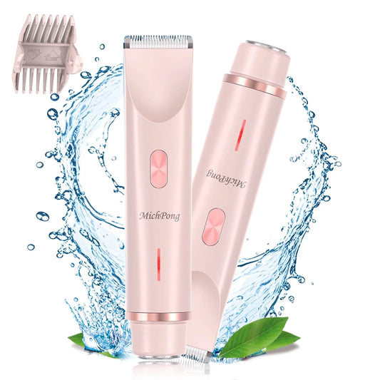 Woman Electric Razor Gift, Dual-Head Shaver Face Bikini Trimmer, Rechargeable Wet Dry Use