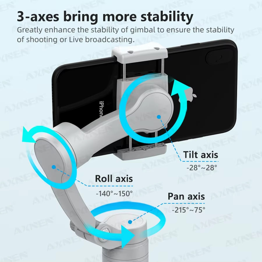 3-Axis Gimbal Handheld Self Stabilizer with Tripod, Selfie Stick Vlog Cellphone Video Recorder for Phone Smartphone Mobile