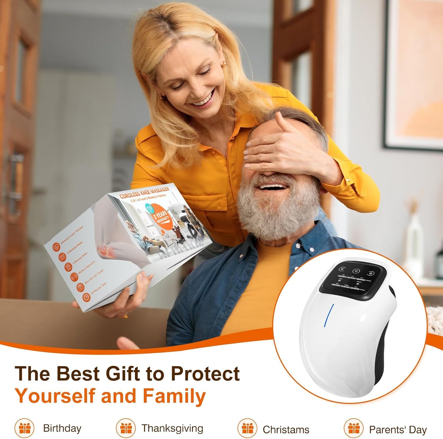 Cordless Knee Massager with LED Screen Infrared Heat and Vibration Knee Pain Relief