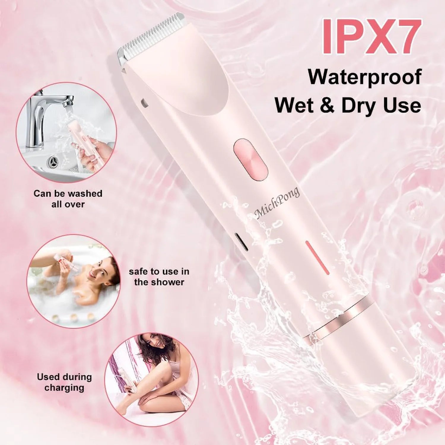 Woman Electric Razor Gift, Dual-Head Shaver Face Bikini Trimmer, Rechargeable Wet Dry Use