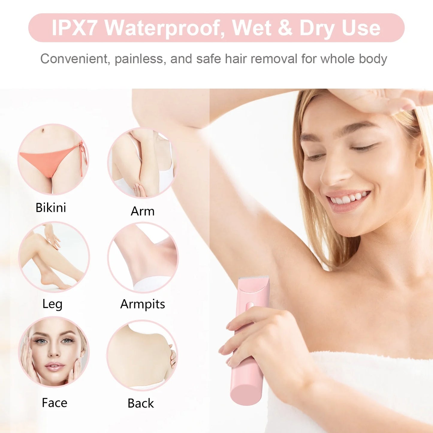 Woman Electric Razor Gift, Dual-Head Shaver Face Bikini Trimmer, Rechargeable Wet Dry Use