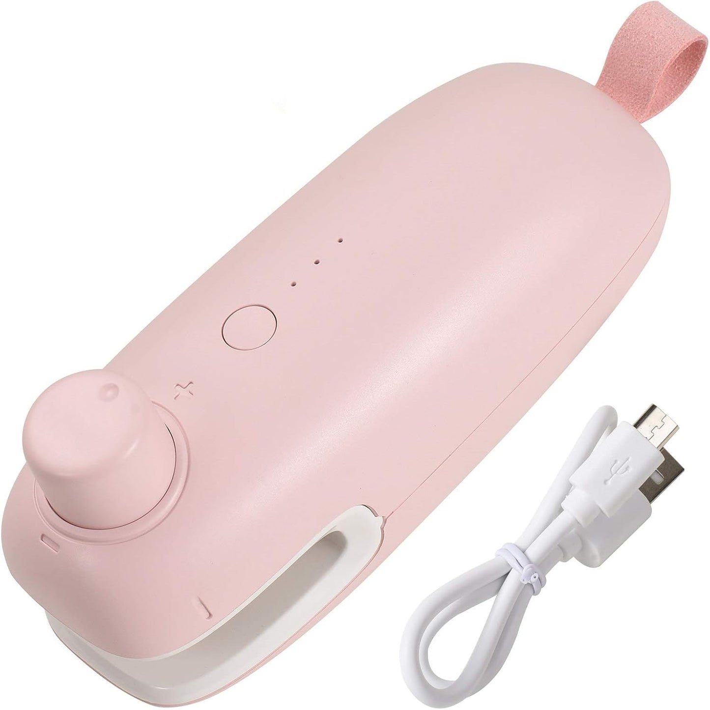 USB Charging Mini Handheld Bag Sealer Heat Seal Small Hot Food Bag Sealer Machine,2 in 1 Heat Sealer and Cutter for Plastic Bags Mylar Bags Food Storage Snack Fresh Bag (Pink)