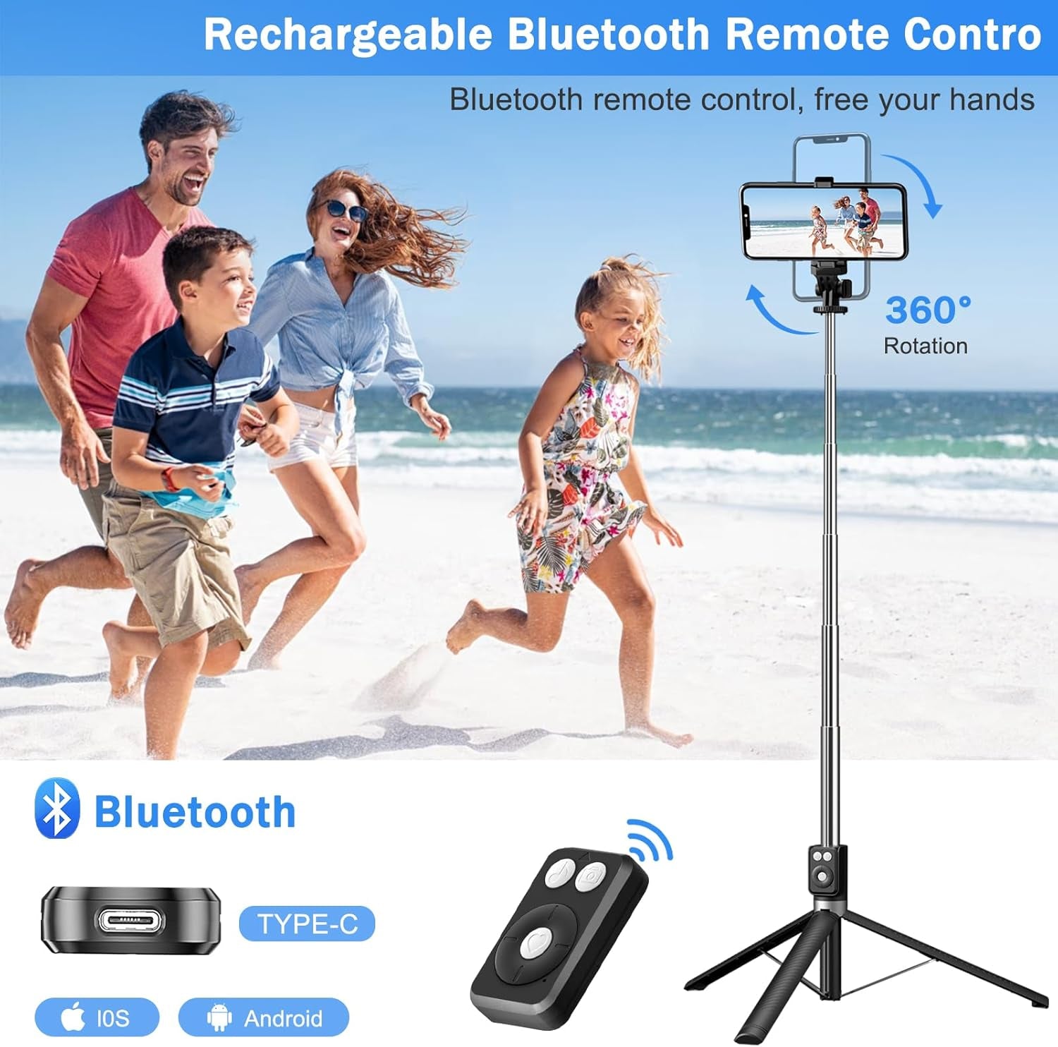 Selfie Stick Tripod with Fill Light, Phone Selfie Stick,Durable Stainless Steel Design,Bluetooth Remote Control,And Stable Three-Legged Support for Live Broadcasts,Video Shooting (Black)