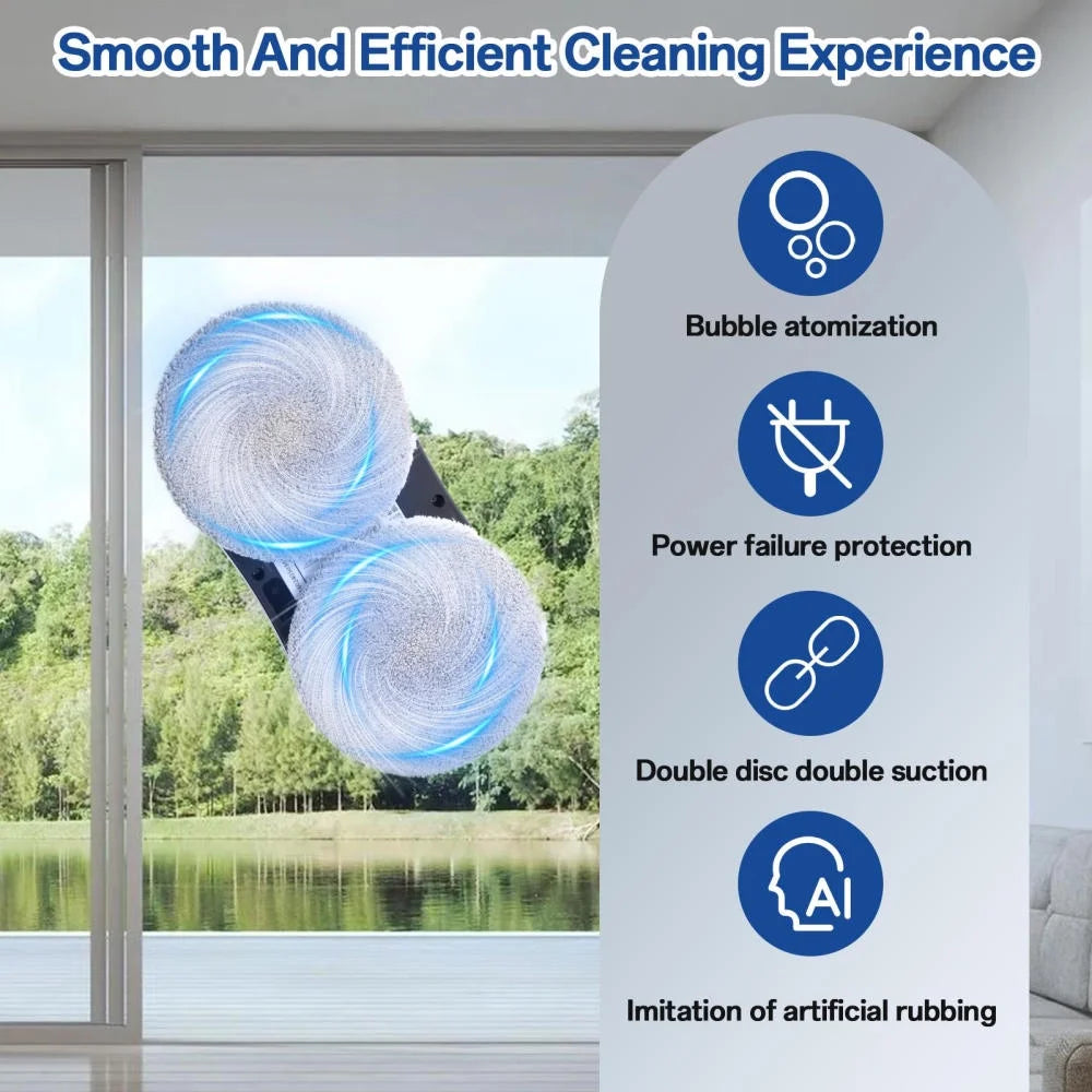 Window Robot Cleaner Four-Way Robotic Auto-Spray Window Cleaner Ultrasonic Water Spray Wall Cleaner Robot Window Cleaning Machine for Tiles Glass Door Supple