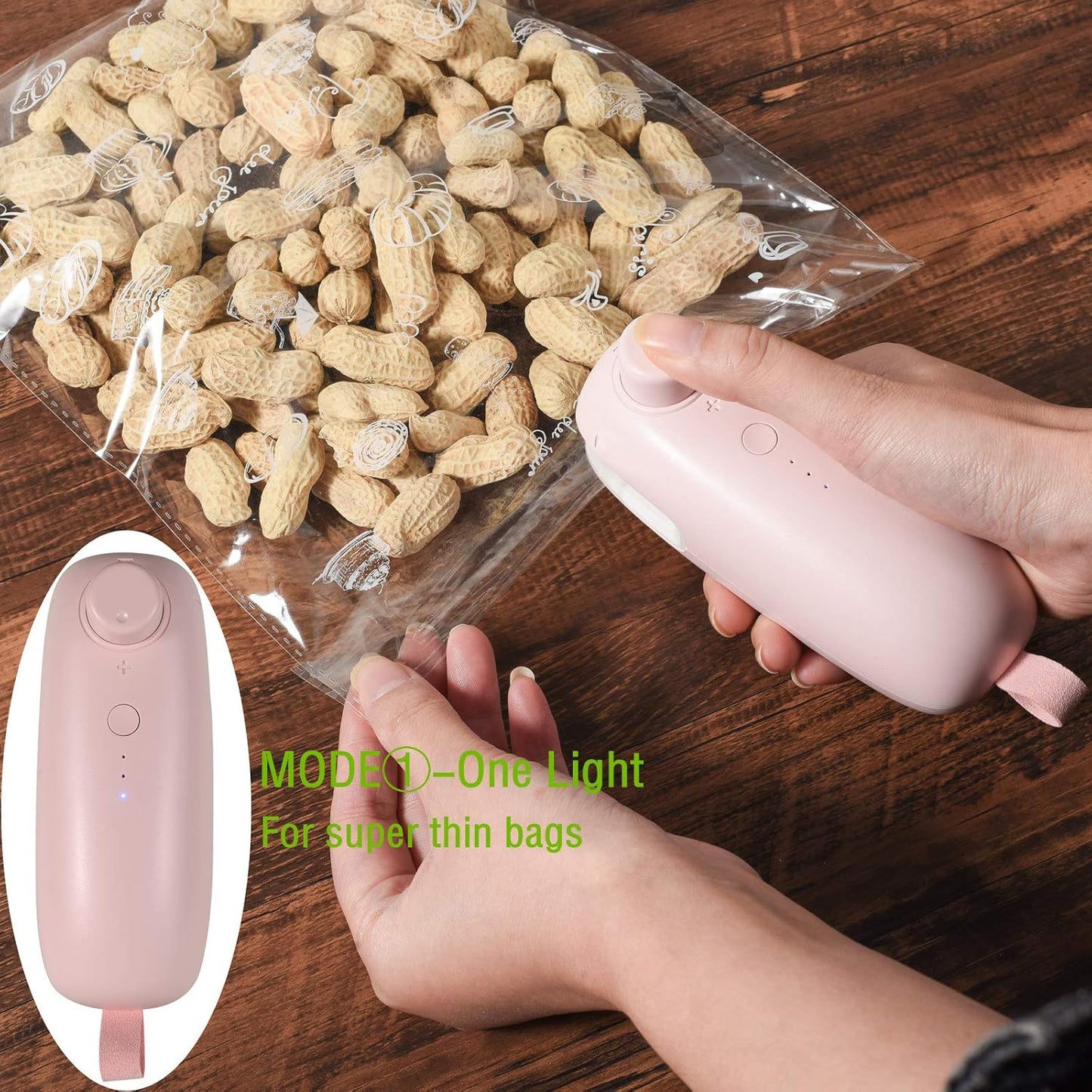 USB Charging Mini Handheld Bag Sealer Heat Seal Small Hot Food Bag Sealer Machine,2 in 1 Heat Sealer and Cutter for Plastic Bags Mylar Bags Food Storage Snack Fresh Bag (Pink)