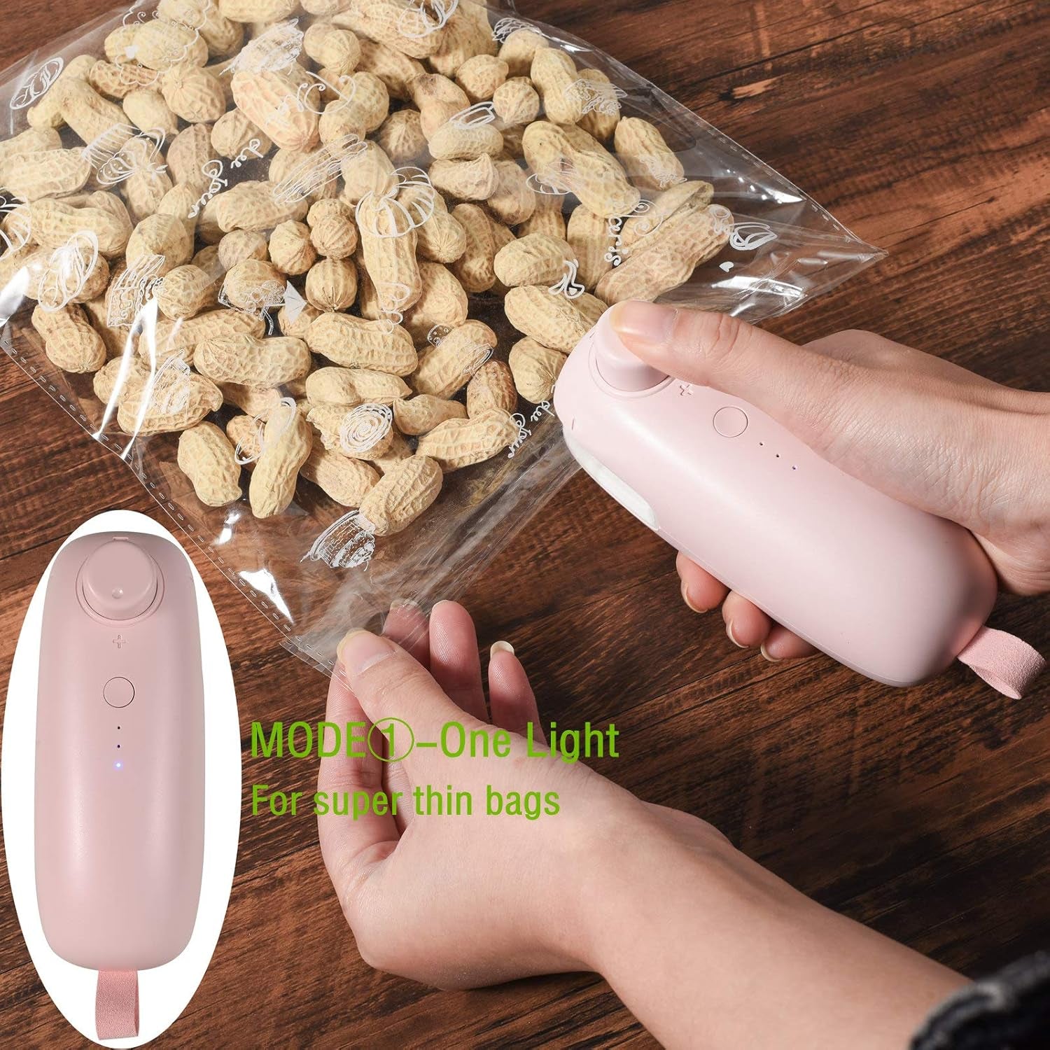 USB Charging Mini Handheld Bag Sealer Heat Seal Small Hot Food Bag Sealer Machine,2 in 1 Heat Sealer and Cutter for Plastic Bags Mylar Bags Food Storage Snack Fresh Bag (Pink)