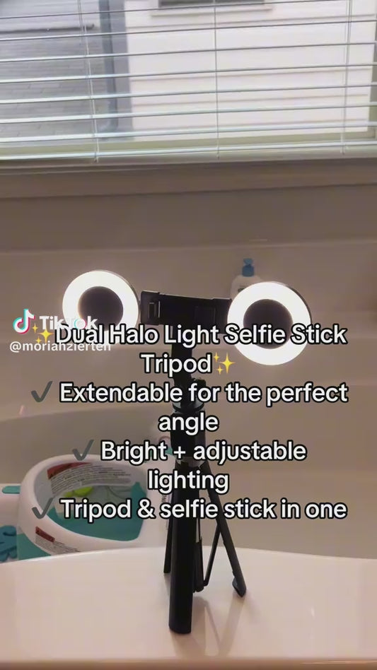 Selfie Stick Tripod with Dual Halo Light | Selfie Stick