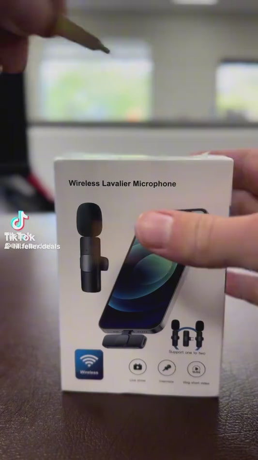 Wireless Lavalier Microphone -  2 Mics + 1 Receiver  (Iphone & Android)